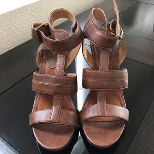 Brown wedge sandals